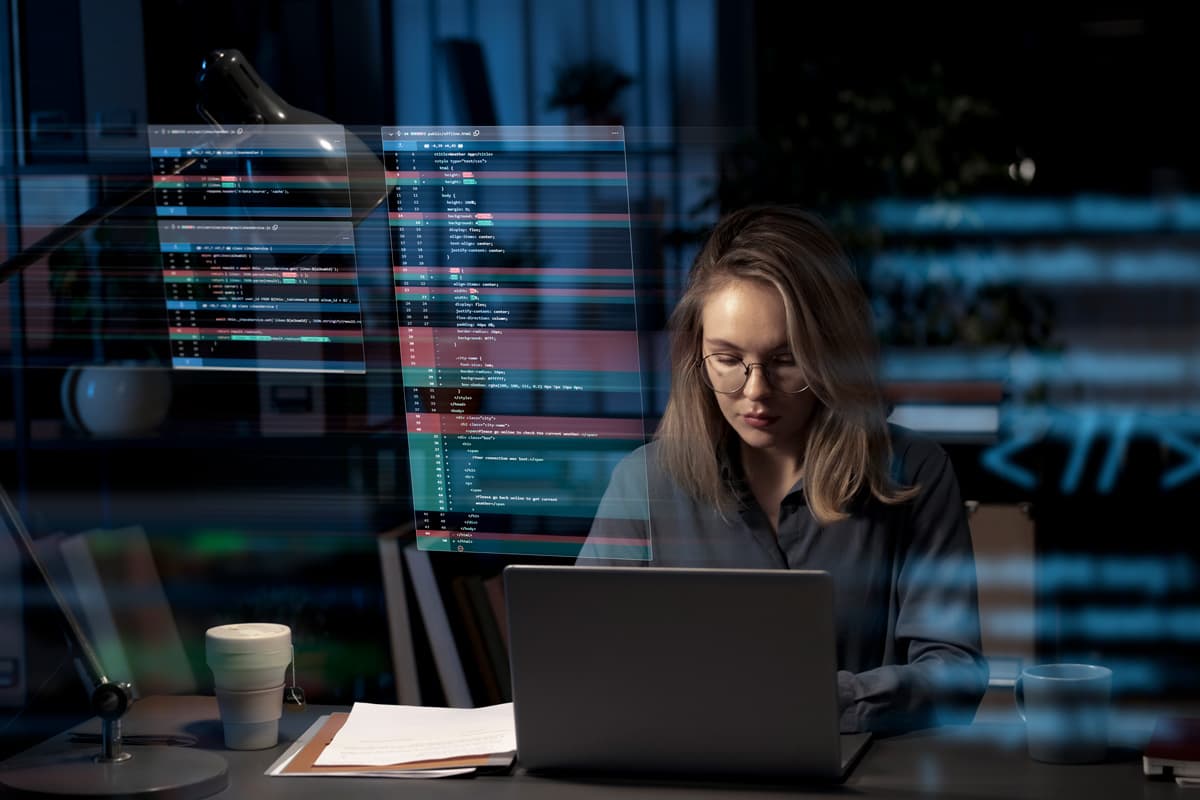 Cybersecurity engineer working with code
