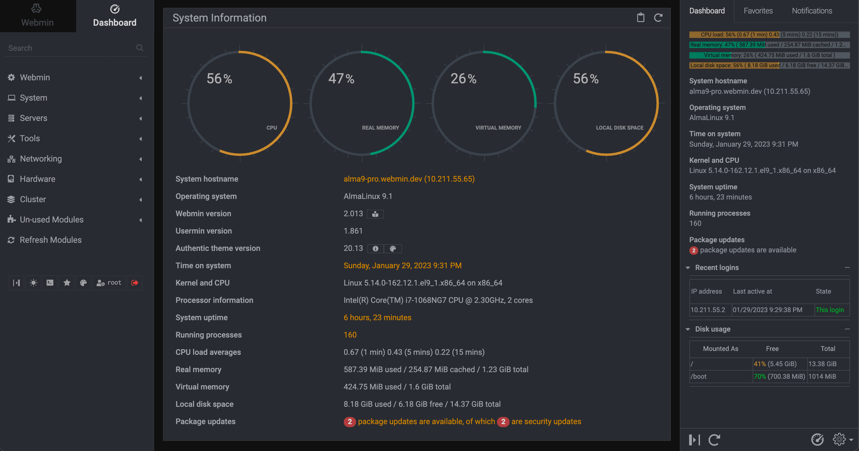 Secure managed cloud hosting control panel